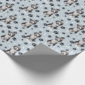 Bartded Collie Dog PW Print Pattern auf Silver Geschenkpapier (Ecke)