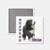 Bartded Collie Mama 4 - Magnet (Vorderseite/Rückseite)
