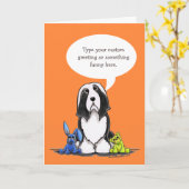 Bartded Collie spricht Ihre persönliche Begrüßung Karte (Gelbe Blume)