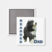 Bartded Collie Vater 4 - Magnet (Vorderseite/Rückseite)