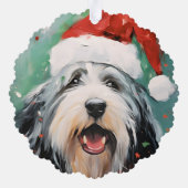 Bartded Collie Weihnachtsmalerei Ornament Karte (Rückseite)