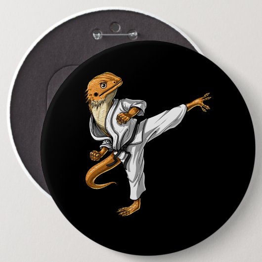 Bartded Dragon Karate Button (Vorne & Hinten)