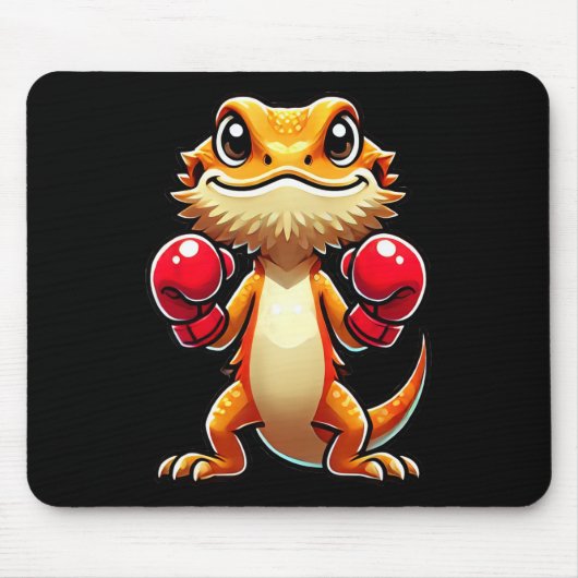 Bartdrache als Boxer-Funny-Boxen verkleidet 1 Mousepad (Vorne)