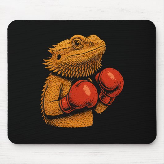 Bartdrache als Boxer-Funny Boxing verkleidet Mousepad (Vorne)