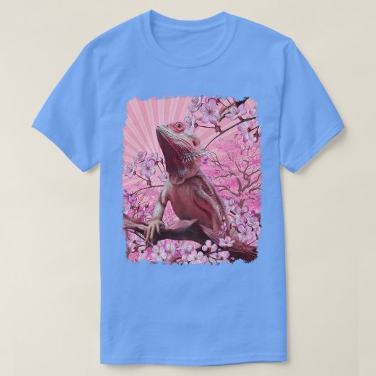 Bartdrache Ästhetik Rosa Sakura Cherry Blosso T-Shirt (Design vorne)