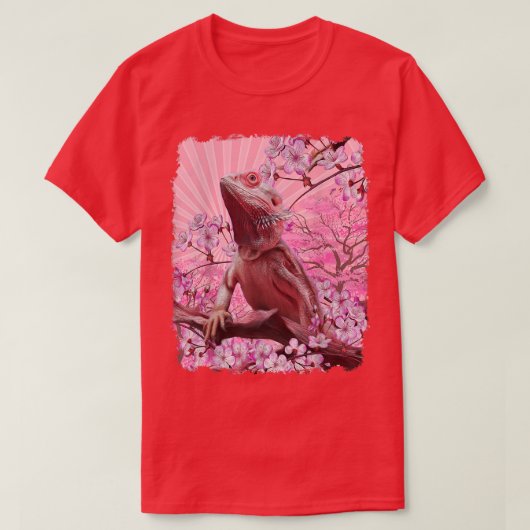 Bartdrache Ästhetik Rosa Sakura Cherry Blosso T-Shirt (Design vorne)