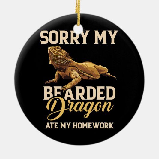 Bartdrache Niedlich Lizard Beardie Ate My Keramik Ornament (Hinten)
