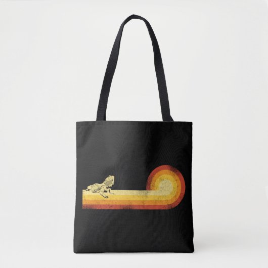 Bartdrache Retro Vintager Sonnenuntergang Tasche (Vorderseite)
