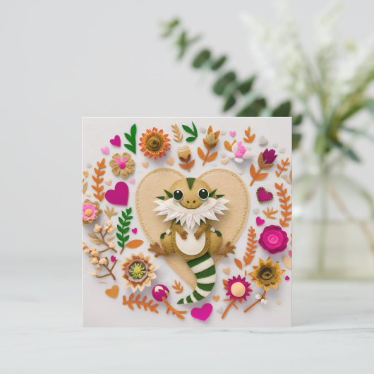 Bartdragon romantisch feiertagskarte (Stehend Vorderseite)