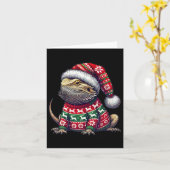 Bartdragon Ugly Sweater Weihnachtsmannmütze Weihna Karte (Gelbe Blume)
