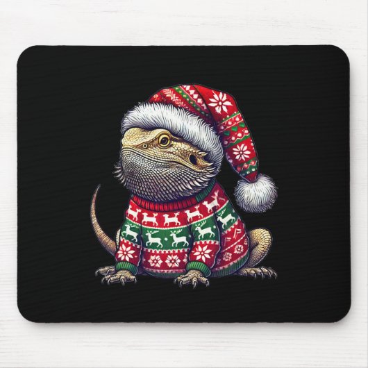 Bartdragon Ugly Sweater Weihnachtsmannmütze Weihna Mousepad (Vorne)