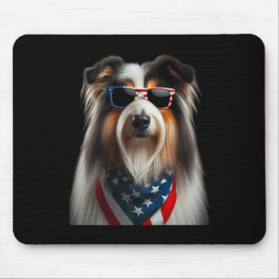 Barted Collie Hund 4. Juli Amerikanische Unabhängi Mousepad