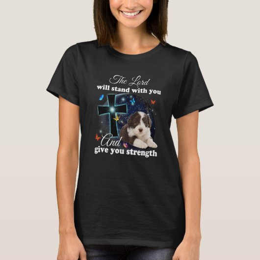 Barted Collie Hund der Herr wird mit dir stehen T-Shirt (Vorderseite)