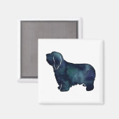 Barted Collie Hund Rasse Schwarze Silhouette Magnet (Vorderseite/Rückseite)