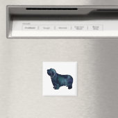 Barted Collie Hund Rasse Schwarze Silhouette Magnet (In Situ (Geschirrspüler))