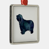 Barted Collie Hund Rasse Schwarze Silhouette Ornament Aus Metall (Rechts)