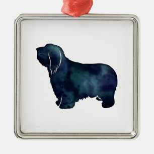Barted Collie Hund Rasse Schwarze Silhouette Ornament Aus Metall