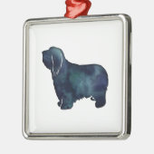 Barted Collie Hund Rasse Schwarze Silhouette Ornament Aus Metall (Links)