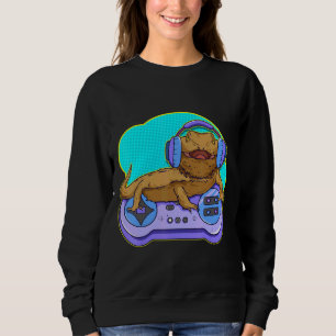 Barted Dragon Gamer Computerspielerin Lizard Sweatshirt
