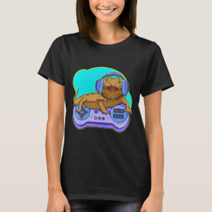 Barted Dragon Gamer Computerspielerin Lizard T-Shirt
