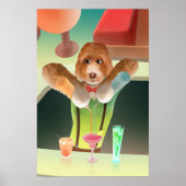 Bartender Dog: Neon Bar & Cocktail Mixology Poster (Vorne)