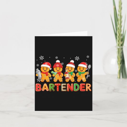 Bartender Job Group Santa Gingerbreads Xmas Cookie Karte (Vorderseite)