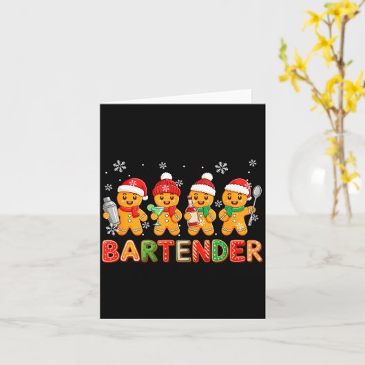 Bartender Job Group Santa Gingerbreads Xmas Cookie Karte (Gelbe Blume)