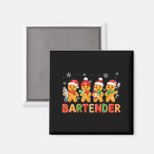 Bartender Job Group Santa Gingerbreads Xmas Cookie Magnet (Vorderseite/Rückseite)