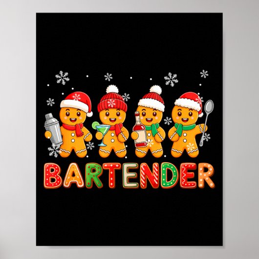 Bartender Job Group Santa Gingerbreads Xmas Cookie Poster (Vorne)
