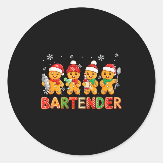 Bartender Job Group Santa Gingerbreads Xmas Cookie Runder Aufkleber (Vorderseite)