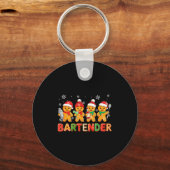 Bartender Job Group Santa Gingerbreads Xmas Cookie Schlüsselanhänger (Vorderseite)