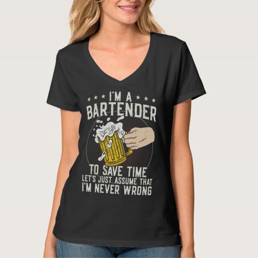 Bartender Mixologist I m A Bartender To Save Time T-Shirt (Vorderseite)
