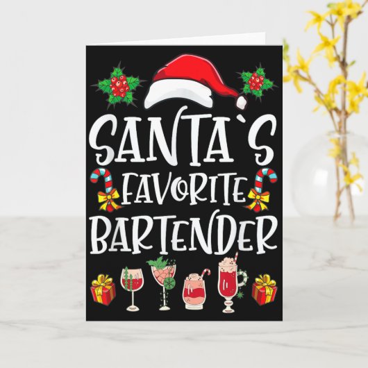 Bartender Weihnachtsgeschenk Santa's Lieblingsbark Karte (Gelbe Blume)