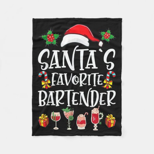 Bartender-Weihnachtsgeschenk Santas Lieblingsbarke Fleecedecke (Vorderseite)