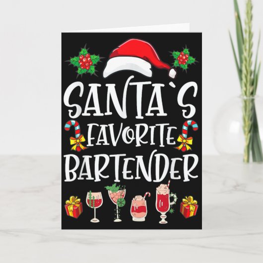 Bartender Weihnachtsgeschenk Santa's Lieblingsbart Karte (Vorderseite)
