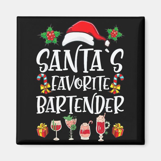 Bartender Weihnachtsgeschenk Santas Lieblingsbarte Magnet (Vorne)