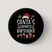 Bartender Xmas Gift Santa's Favorite Bartender Chr Button (Vorderseite)