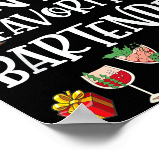 Bartender Xmas Gift Santa's Favorite Bartender Chr Poster (Ecke)