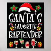 Bartender Xmas Gift Santa's Favorite Bartender Chr Poster (Vorne)