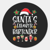 Bartender Xmas Gift Santa's Favorite Bartender Chr Runder Aufkleber (Vorderseite)