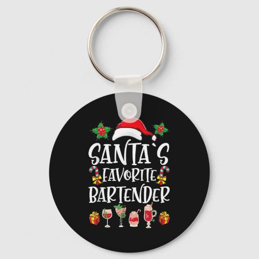 Bartender Xmas Gift Santa's Favorite Bartender Chr Schlüsselanhänger (Vorderseite)