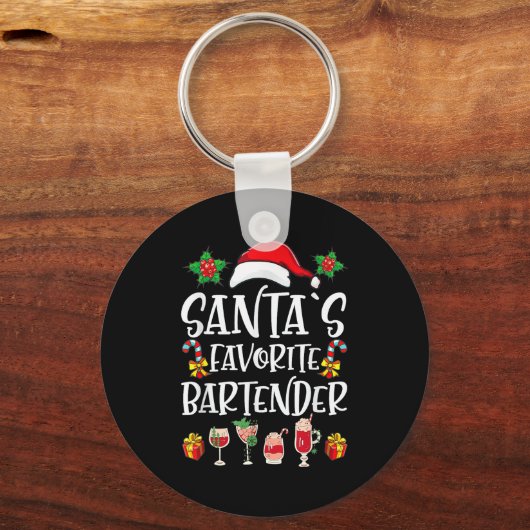 Bartender Xmas Gift Santa's Favorite Bartender Chr Schlüsselanhänger (Vorderseite)