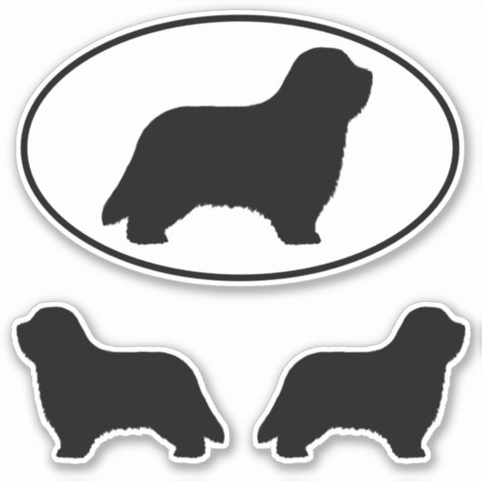 Bartete Collie Dog Silhouetten Vinyl Sticker Set (Vorderseite)