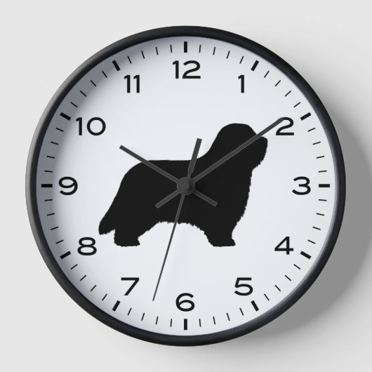 Bartete Collie Hunde Silhouette Uhr (Vorderseite)