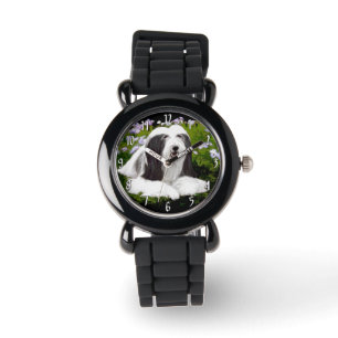 Bartete Collie Malerei - Niedliche Original Hunde  Armbanduhr