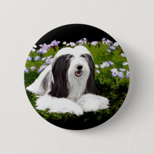 Bartete Collie Malerei - Niedliche Original Hunde Button