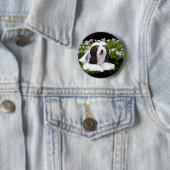 Bartete Collie Malerei - Niedliche Original Hunde Button (Beispiel)