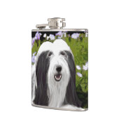 Bartete Collie Malerei - Niedliche Original Hunde Flachmann (Links)