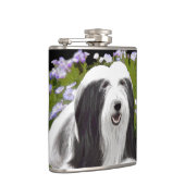 Bartete Collie Malerei - Niedliche Original Hunde Flachmann (Rechts)