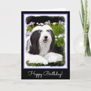 Bartete Collie Malerei - Niedliche Original Hunde  Karte